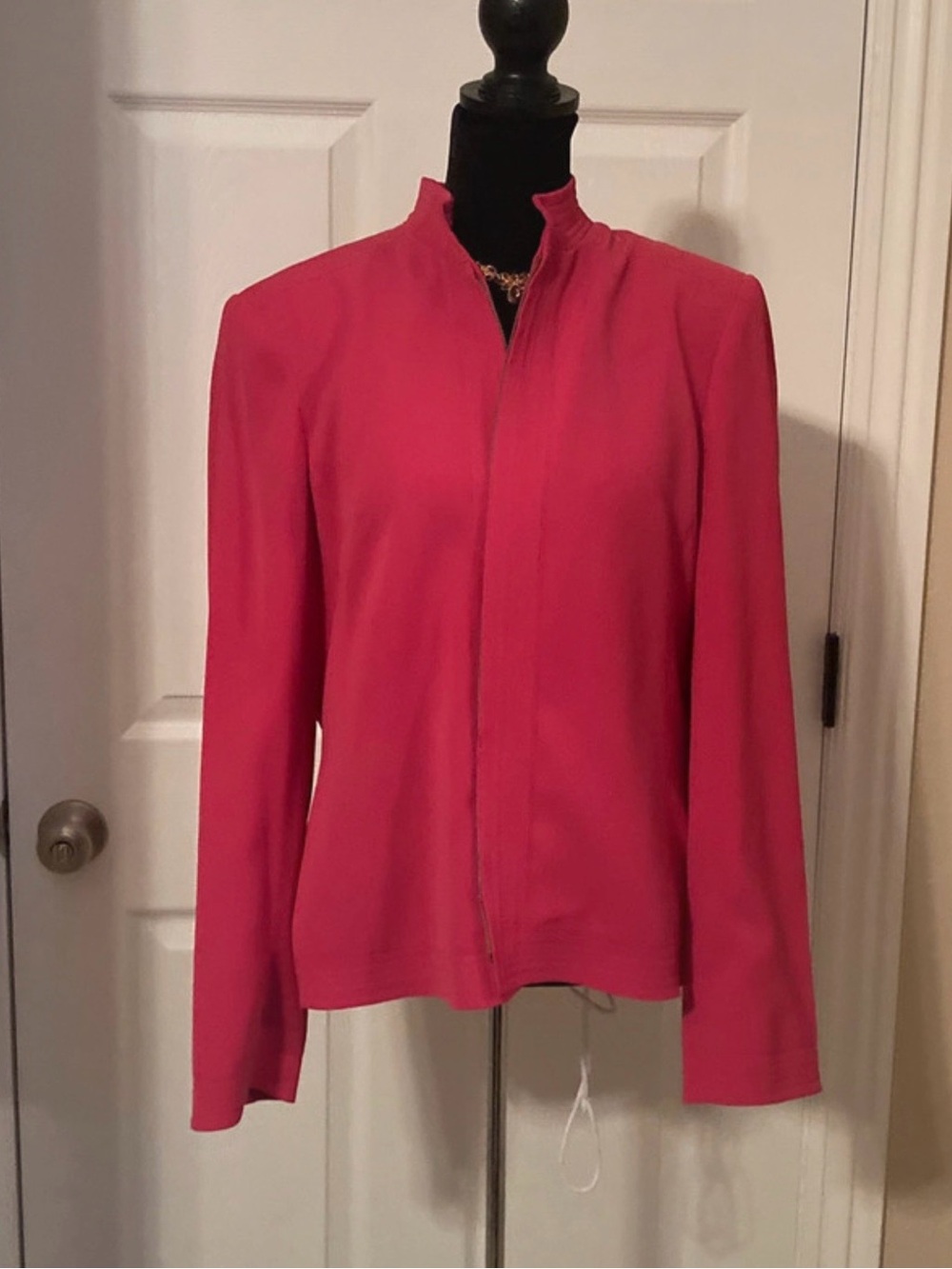 Amanda Smith Coral Pink Zip-Front Blazer